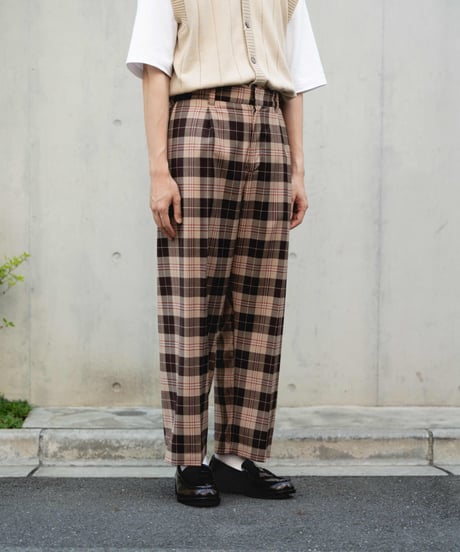 #-36 Seamless classic check slacks (Brown）