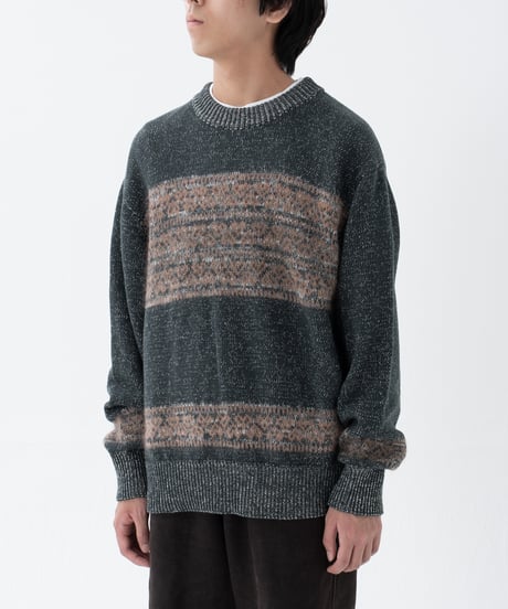#-68 Fair isle pattern jacquard knit (Green)