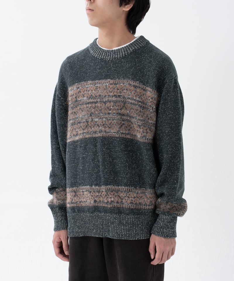 68 Fair isle pattern jacquard knit (Green) |