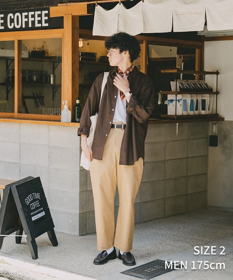 #-23 2way detachable collar check shirt (Brown)