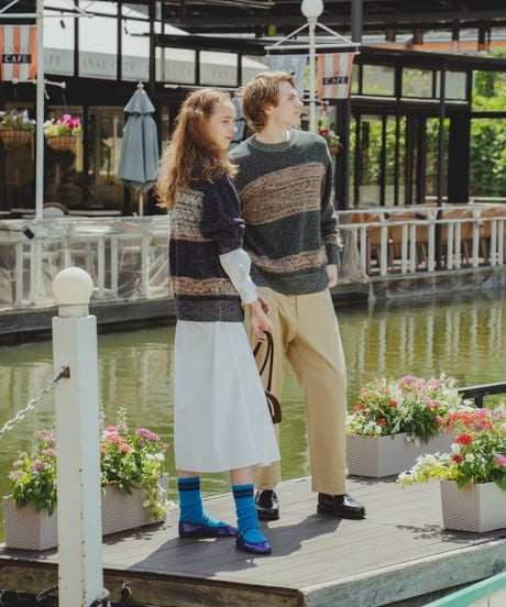 #-68 Fair isle pattern jacquard knit (Navy)
