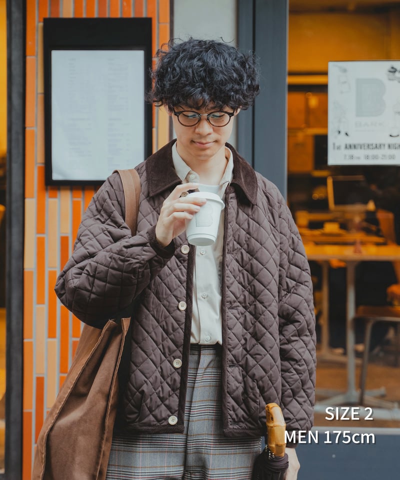 71 Diamond Quilt 2way blouson (Brown) | UNFOLK