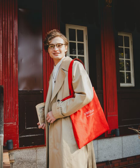 #-37 Reversible check tote bag  (Red)