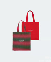 #-37 Reversible check tote bag  (Red)