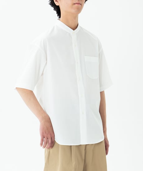 #-60 2way detachable collar short sleeve shirt (White)