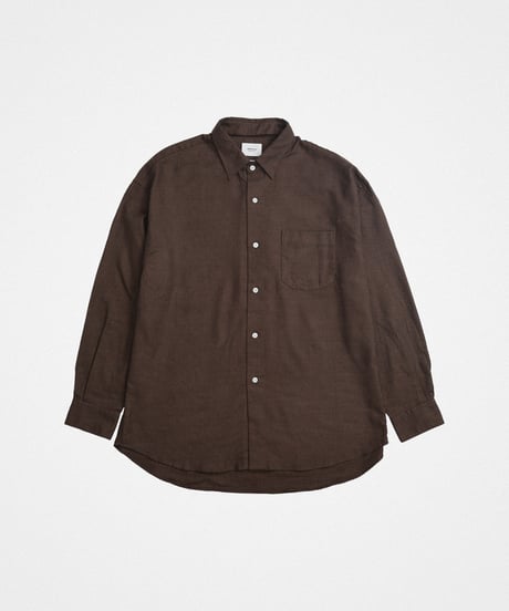 #-23 2way detachable collar check shirt (Brown)