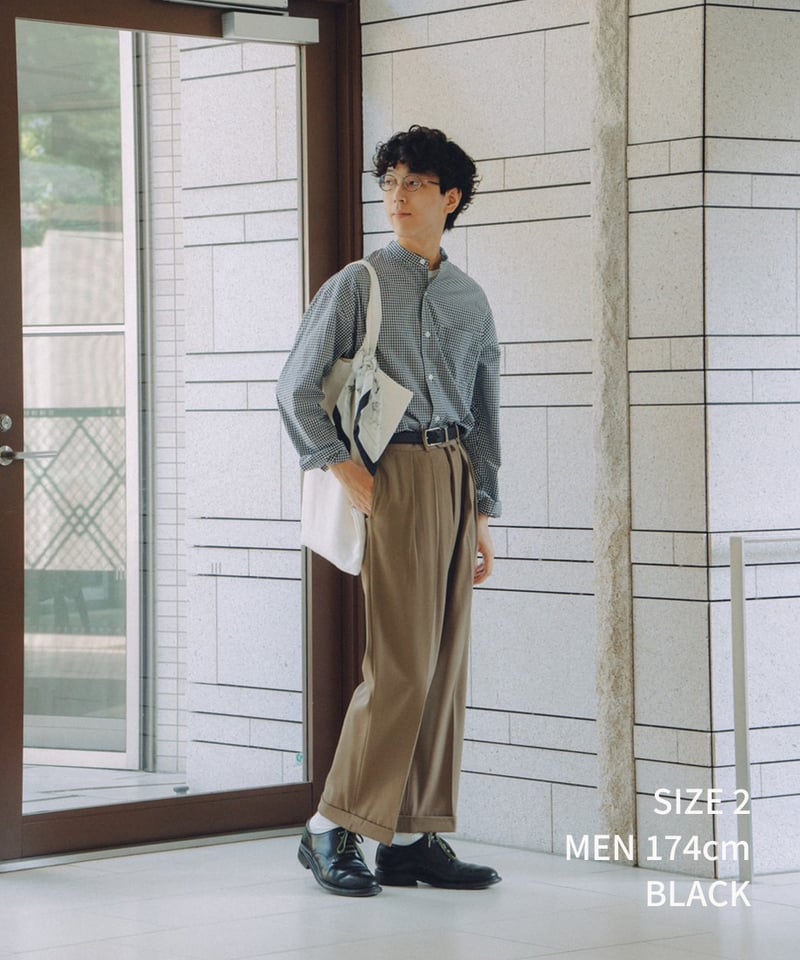 34 2way detachable collar gingham check shirt