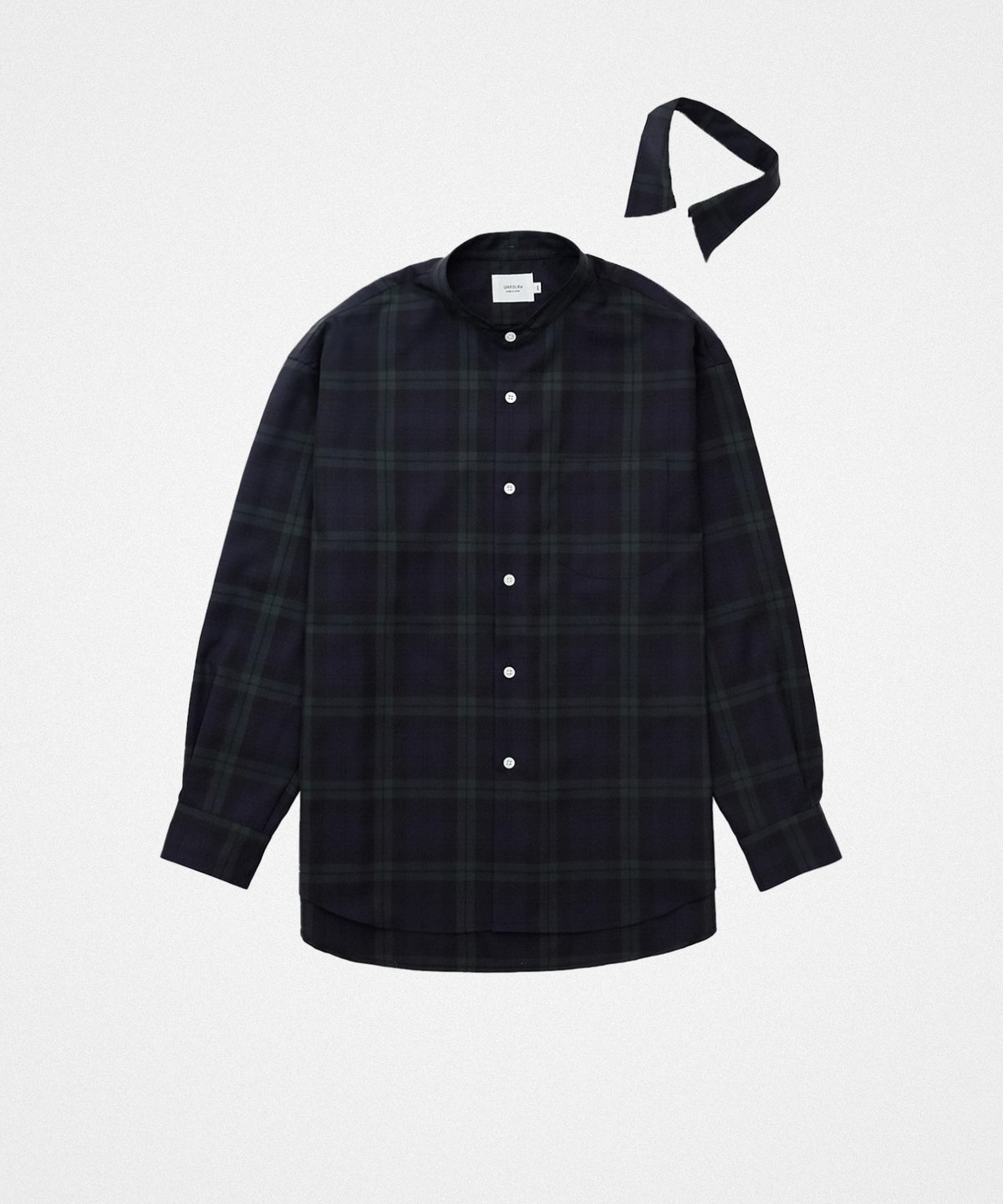 66 2way detachable collar wool check shirt (G