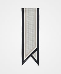 #-14 Hand print silk scarf (Black)