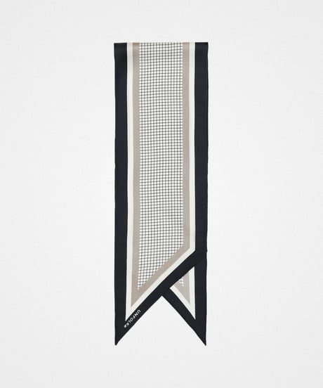 #-14 Hand print silk scarf (Black)