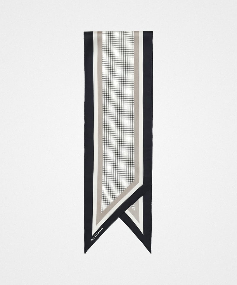 14 Hand print silk scarf (Black) | UNFOLK