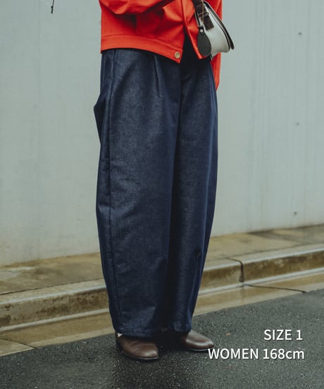 #-73 Rigid denim 1tuck baloon pants