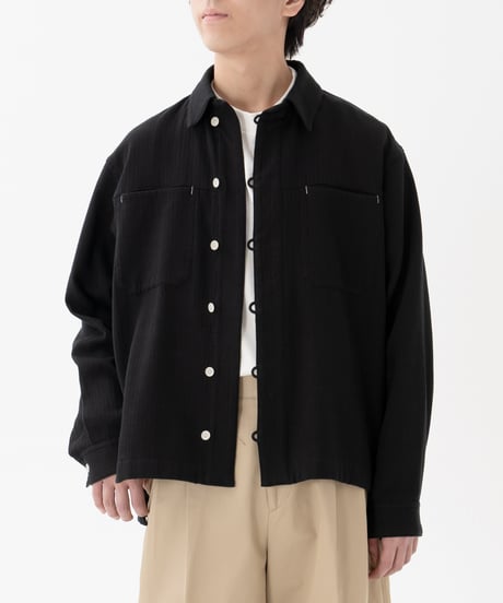 “UNFOLK CLASSIC” Enshu soft herringbone shirt jacket (Black)