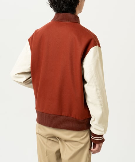 #-50 Wool melton relax varsity jacket (Burgandy)