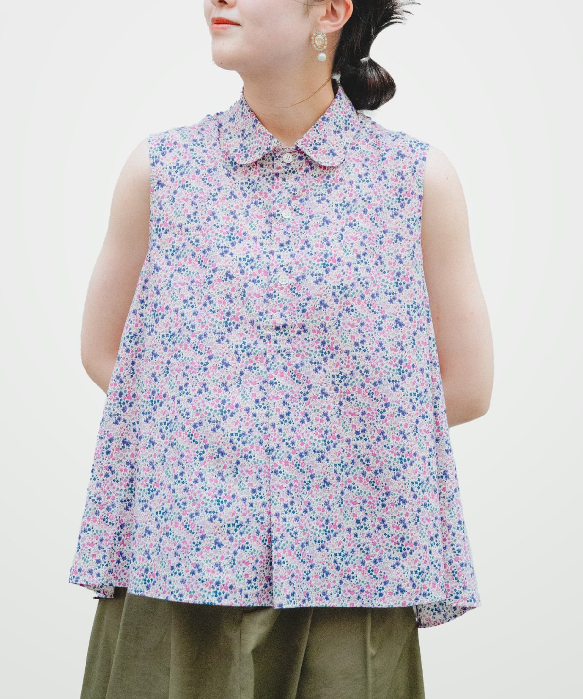 トップス 2way detachable collarliberty printshirt 87 2way detachable collar liberty print sleev