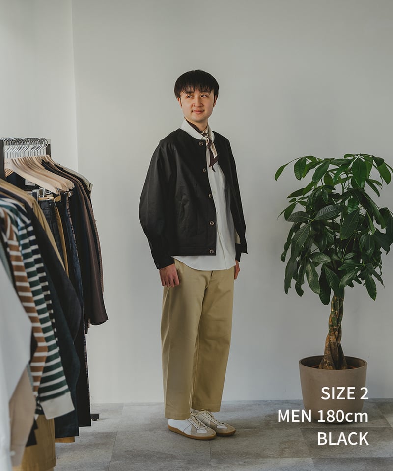 32 Rigid denim nocollar blouson (Indigo) | UN