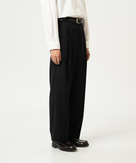 #-47 Wool mix 2tuck slacks (Black)