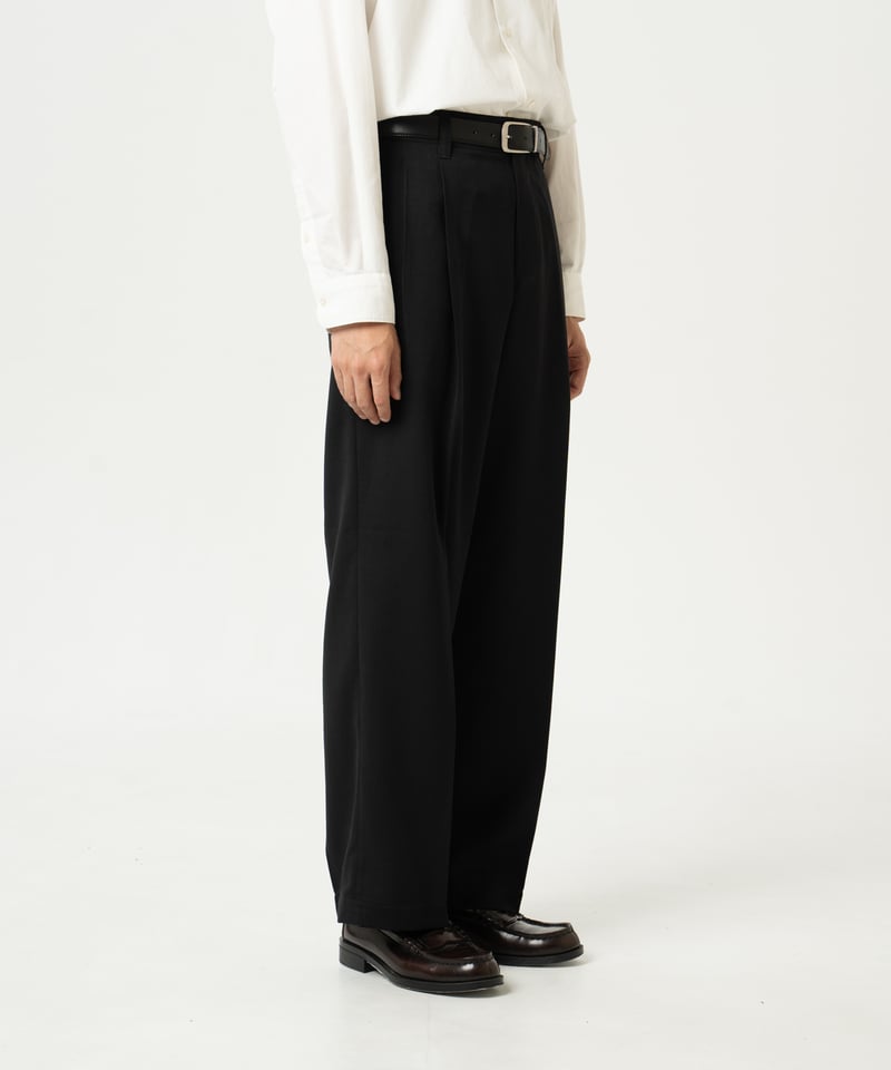 UNFOLK #-47 Wool mix 2tuck slacks 1サイズ 47 Wool mix 2tuck slacks (Black) | UNFOLK