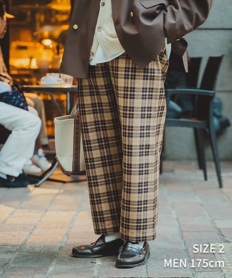 #-21 Seamless classic check pants (Beige)