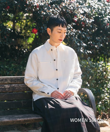 “UNFOLK CLASSIC” Enshu soft herringbone shirt jacket (White)