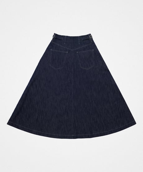 #-58 EX. Rigid denim flare skirt