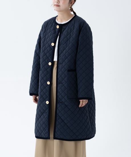 #-72 Diamond Quilt 2way coat (Navy)