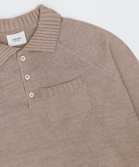 #-33 7×3G cotton knit polo (Beige)