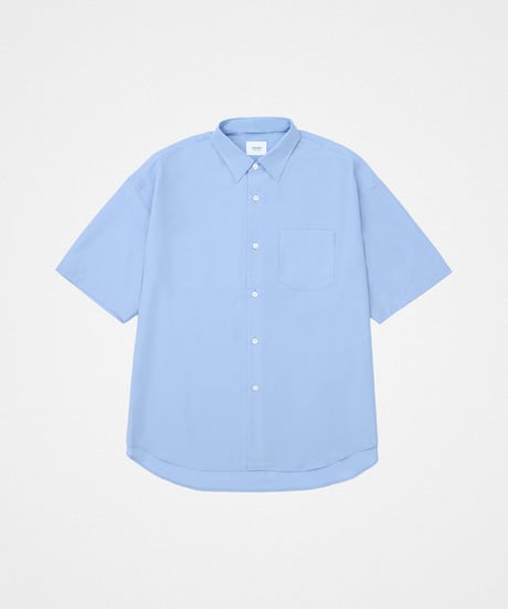 #-60 2way detachable collar short sleeve shirt (Blue)