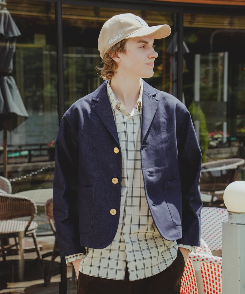 42 2way detachable collar windowpane check sh