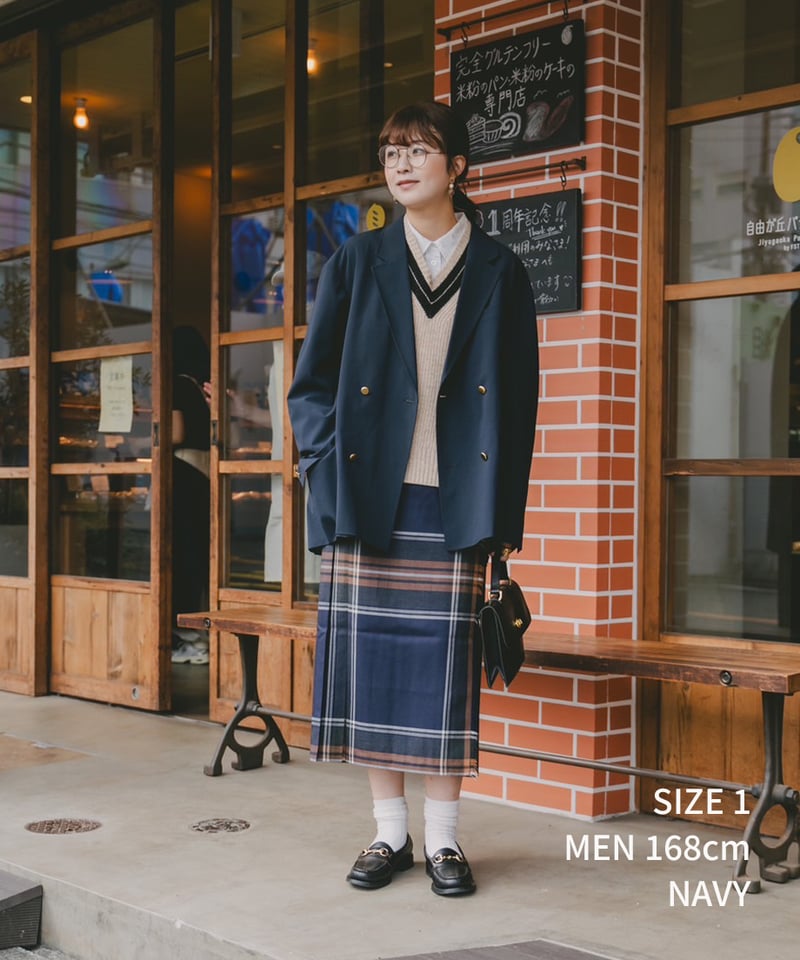 22 4B relax double blazer (Navy) | UNFOLK