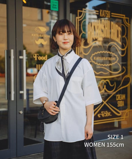 #-60 2way detachable collar short sleeve shirt (Blue)