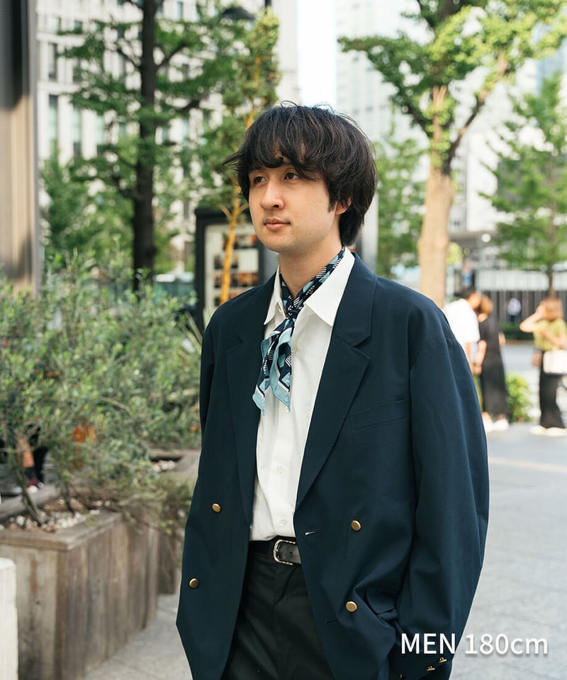 25 Hand print silk scarf (Blue) | UNFOLK