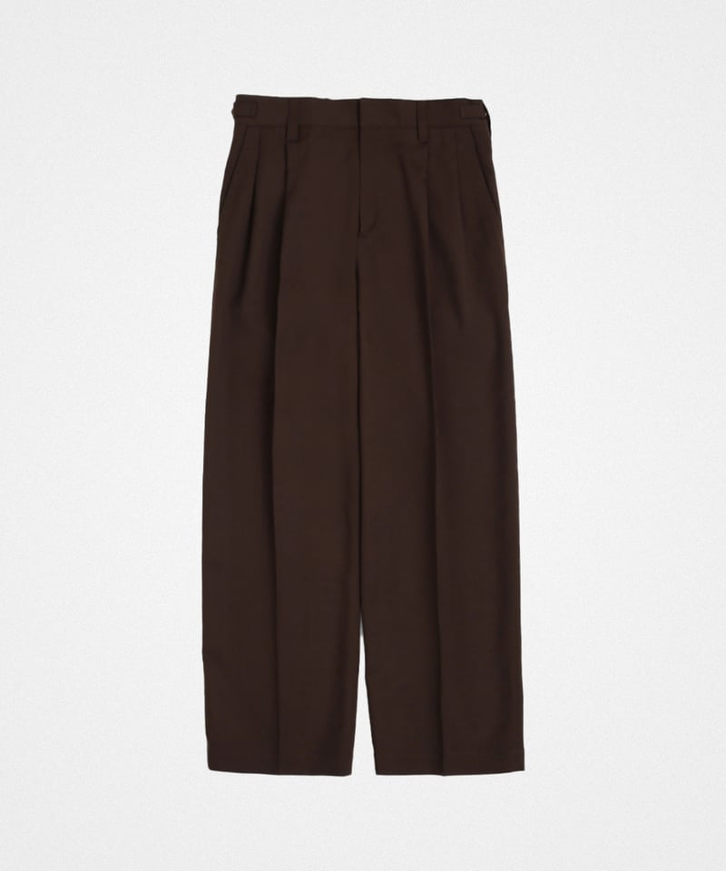47 Wool mix 2tuck slacks (Brown) | UNFOLK