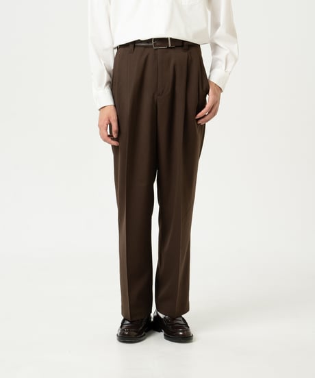 #-47 Wool mix 2tuck slacks (Brown)