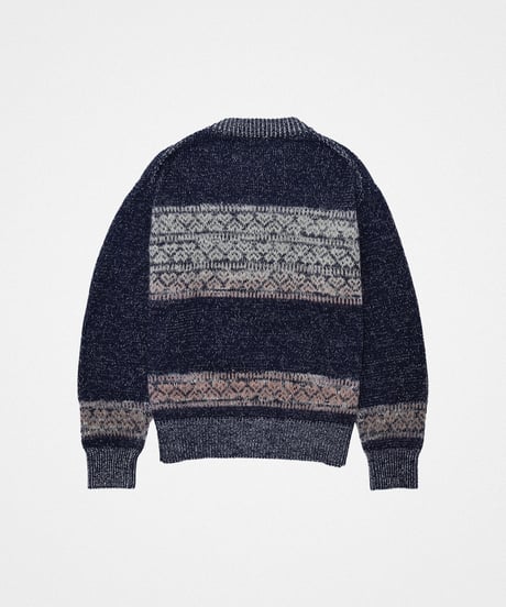 #-68 Fair isle pattern jacquard knit (Navy)
