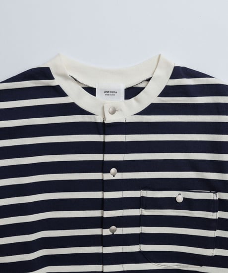 #-19 Heavy weight border cardigan (Navy)