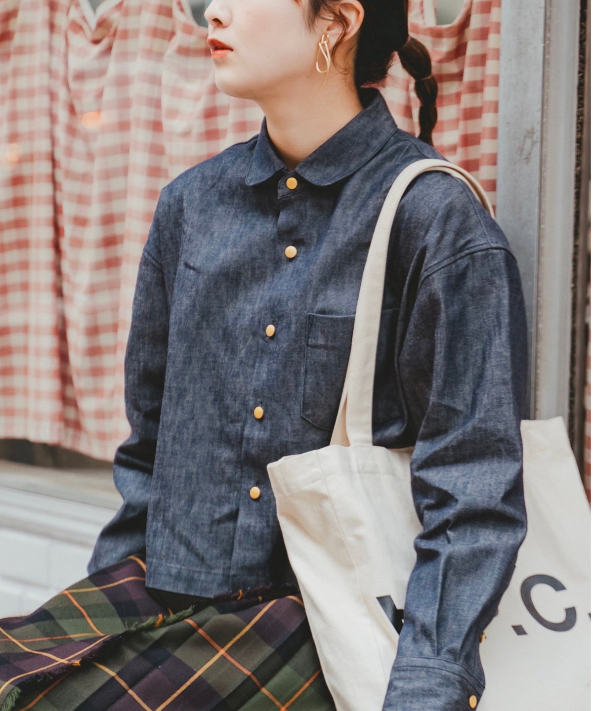 40 EX. 2way cropped denim shirt | UNFOLK