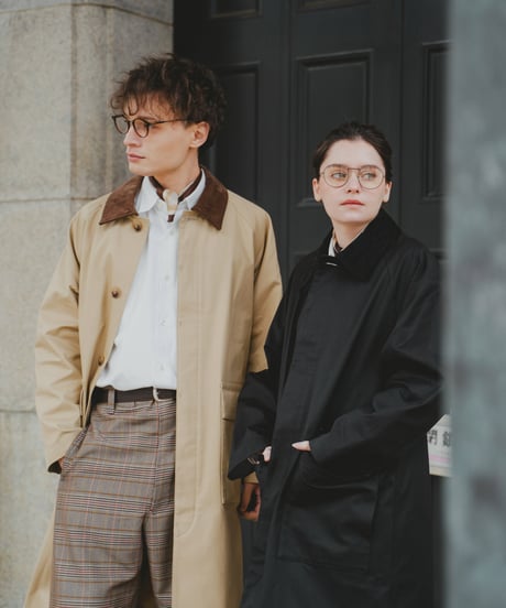 #-53 Ventile gabardine 2way railway coat (Black)