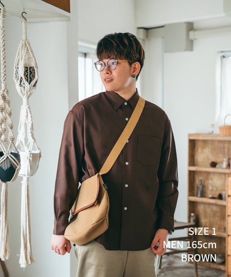 #-41 2way detachable collar wool shirt（Brown）