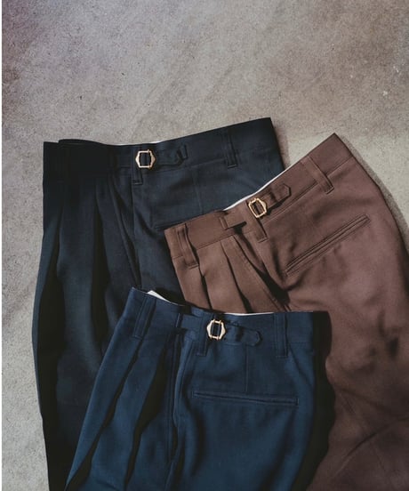 #-47 Wool mix 2tuck slacks (Black)