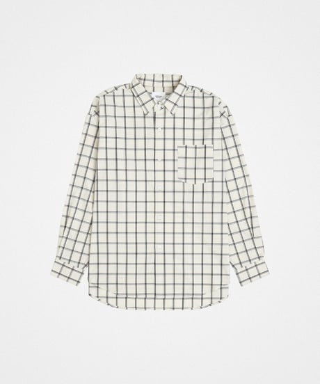 #-42 2way detachable collar windowpane check shirt (Ivory)