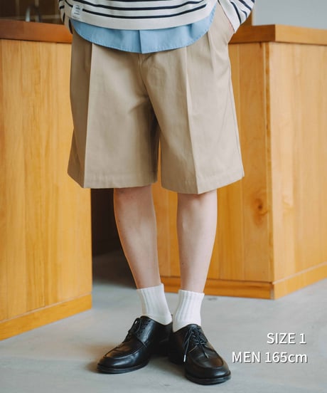 #-63 Ventile gabardine 2tuck flare shorts (Beige)