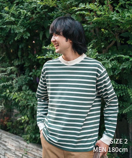 #-20 Heavy weight border long tshirt (Green)