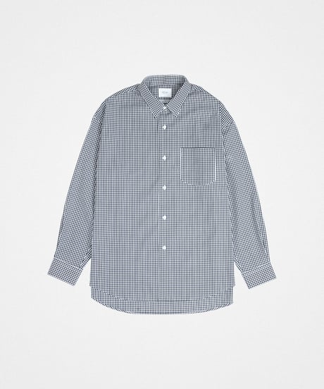 #-34 2way detachable collar gingham check shirt (Black)
