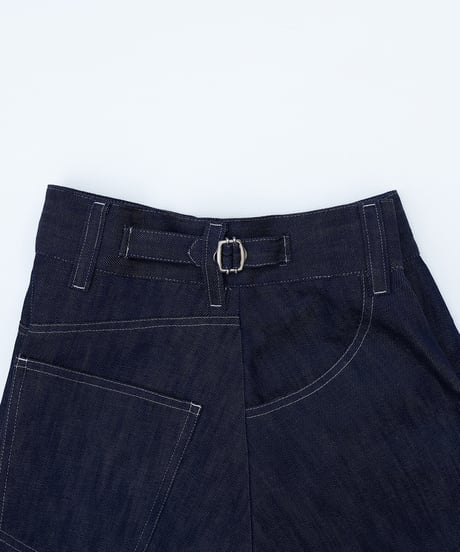 #-58 EX. Rigid denim flare skirt