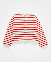 #-19 Heavy weight border cardigan (Red)