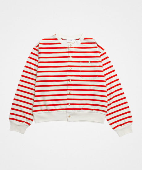 #-19 Heavy weight border cardigan (Red)