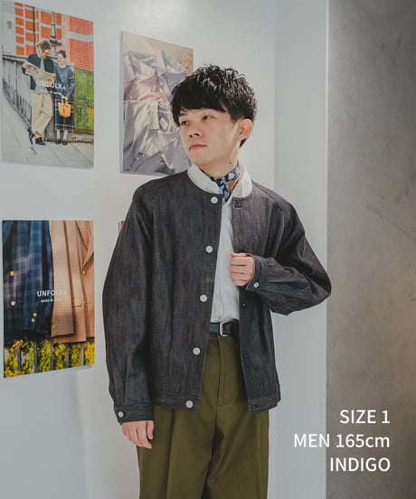#-05 Ventile gabardine nocollar blouson  (Black)