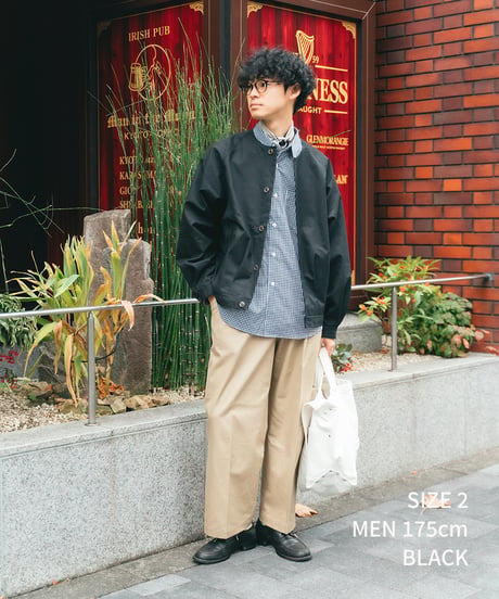 #-05 Ventile gabardine nocollar blouson  (Black)