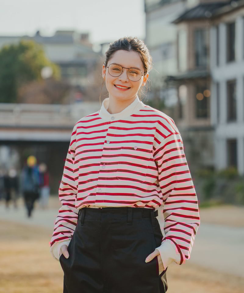 19 Heavy weight border cardigan (Red) | UNFOLK